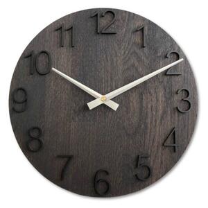 Elegantní dřevěné dubové hodiny na zeď I SENTOP MAS016-OSMO-3169-heads-silver