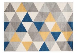 Makro Abra Kusový koberec LAZUR C940B trojúhelníky šedý modrý žlutý Rozměr: 240x330 cm