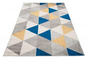 Makro Abra Kusový koberec LAZUR C940B trojúhelníky šedý modrý žlutý Rozměr: 200x200 cm