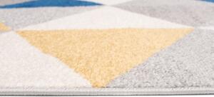 Makro Abra Kusový koberec LAZUR C940B trojúhelníky šedý modrý žlutý Rozměr: 80x150 cm