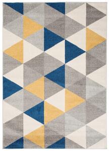 Makro Abra Kusový koberec LAZUR C940B trojúhelníky šedý modrý žlutý Rozměr: 300x400 cm