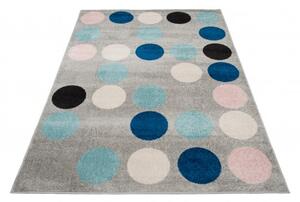 Makro Abra Kusový koberec LAZUR C980B puntíky šedý růžový Rozměr: 200x290 cm