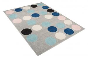 Makro Abra Kusový koberec LAZUR C980B puntíky šedý růžový Rozměr: 300x400 cm