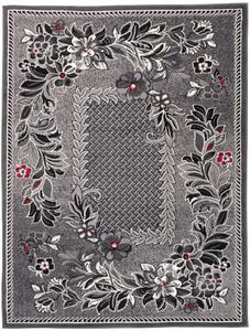Makro Abra Kusový koberec CHEAP 7192B Květy tmavě šedý Rozměr: 100x250 cm