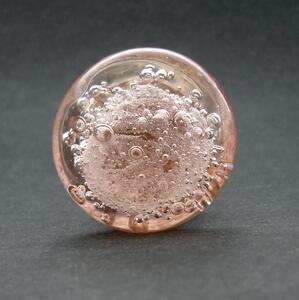 Skleněná úchytka-Růžová bublinka