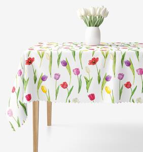 Goldea hranatý teflonový ubrus - barevné tulipány 140 x 220 cm
