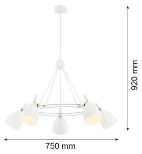 Argon 2117 - Lustr na tyči CHARLOTTE 5xE27/15W/230V bílá/zlatá