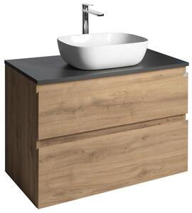 AQUALINE - ALTAIR skříňka s deskou 87,5 cm, dub emporio/antracit břidlice AI390-02