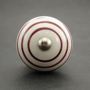 Keramická úchytka-Bílá s bordó proužky Barva kovu: stříbrná