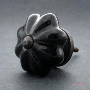 Keramická úchytka -Černý květ Barva kovu: antik tmavá