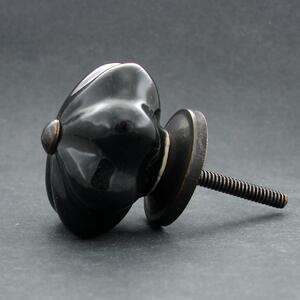 Keramická úchytka -Černý květ Barva kovu: stříbrná