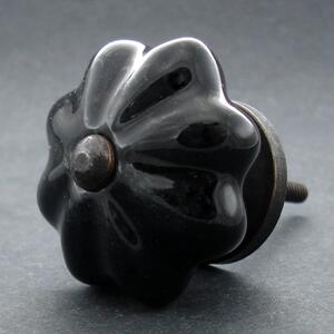 Keramická úchytka -Černý květ Barva kovu: stříbrná