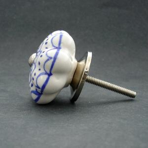 Keramická úchytka-Modrá krajka Barva kovu: stříbrná