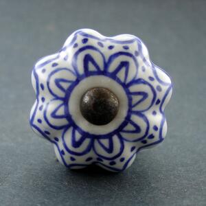 Keramická úchytka-Modrá krajka-SMALL Barva kovu: stříbrná