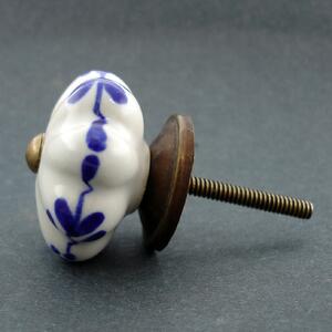 Keramická úchytka-Modrá větvička Barva kovu: antik tmavá