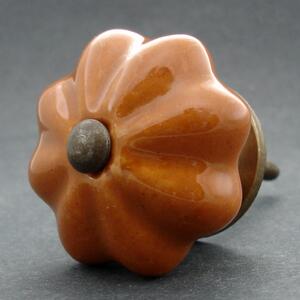 Keramická úchytka-Hnědý květ Barva kovu: antik světlá