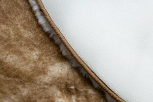 Makro Abra Kulatý koberec Shaggy LAPIN slonová kost / hnědý Rozměr: průměr 100 cm
