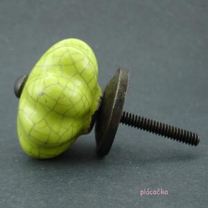 Keramická úchytka-Zelený květ crackle Barva kovu: antik světlá