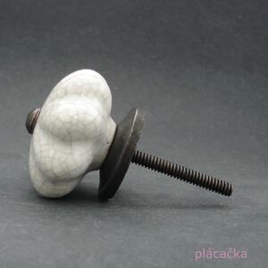 Keramická úchytka-Bílý květ crackle Barva kovu: antik tmavá