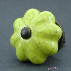 Keramická úchytka-Zelený květ crackle Barva kovu: zlatá