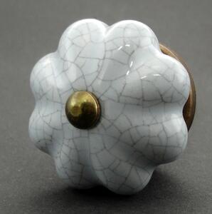 Keramická úchytka-Šedý květ crackle Barva kovu: stříbrná