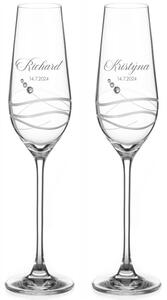 Svatební skleničky na sekt Venezia s krystaly Swarovski 2 ks