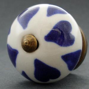 Keramická úchytka-Modrá tmavá srdíčka Barva kovu: antik světlá