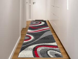 Makro Abra Kusový koberec CHEAP D317A tmavě šedý červený Rozměr: 80x150 cm