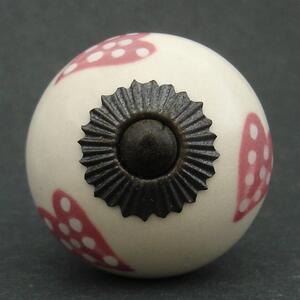 Keramická úchytka-Růžová srdíčka puntíkatá Barva kovu: antik tmavá