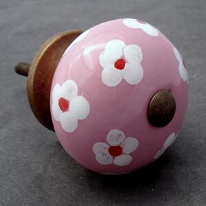 Keramická úchytka -Krásnoočko růžové Barva kovu: antik světlá