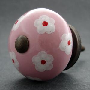 Keramická úchytka -Krásnoočko růžové Barva kovu: zlatá