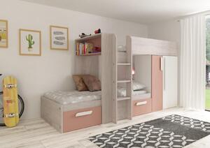 Patrová postel s prostorem růžová Bo1 - cascina