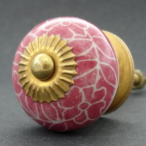 Keramická úchytka -Povíjnice růžová rytá Barva kovu: zlatá