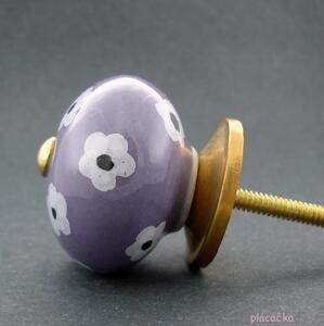 Keramická úchytka -Krásnoočko fialové Barva kovu: stříbrná