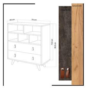 Komoda MARCO 70x86x40 cm antracit/hnědá