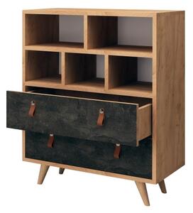 Komoda MARCO 70x86x40 cm antracit/hnědá