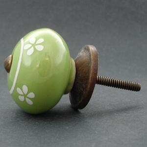 Keramická úchytka -Pomněnka zelená Barva kovu: antik světlá