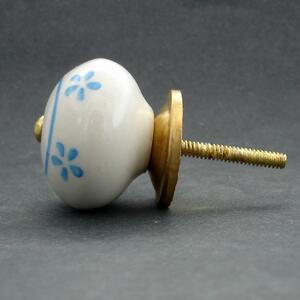 Keramická úchytka -Pomněnka s modrými kvítky Barva kovu: zlatá