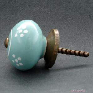 Keramická úchytka -Sedmikráska tyrkysová Barva kovu: antik světlá