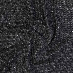 Vlněná látka metráž š. 150 cm - Grey Black Donegal Herringbone - John Hanly