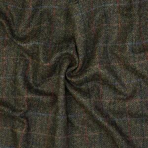 Vlněná látka metráž š. 150 cm - Green Black Windowpane Tweed - John Hanly