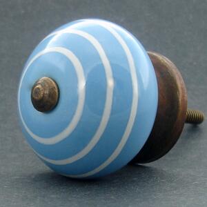 Keramická úchytka -Modrá s proužkem Barva kovu: stříbrná