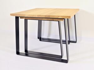 Konferenční stolky - set Slavík větší a menší Typ a sukovitost dřeva: Jasan (0 Kč), Barva kovových nohou: Černá mat - RAL 9005 (0 Kč), Varianty velikostí stolů (D x Š x V): 40x40x40 a 50x50x45 (cm)