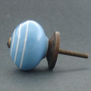 Keramická úchytka -Modrá s proužkem Barva kovu: antik světlá