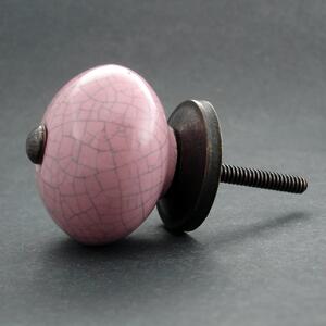 Keramická úchytka-Růžová crackle Barva kovu: antik světlá