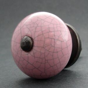 Keramická úchytka-Růžová crackle Barva kovu: antik světlá
