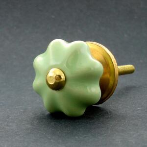 Keramická úchytka-Zelená kytička-MALINKÁ Barva kovu: zlatá