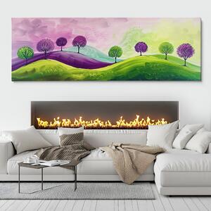 FeelHappy Obraz na plátně - Limetková krajina se stromy Velikost obrazu: 180 x 60 cm