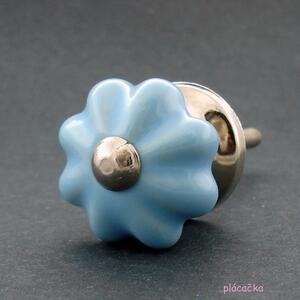 Keramická úchytka-Modrá kytička-MALINKÁ Barva kovu: stříbrná