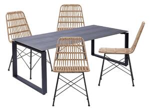 Set 4 ratanových jídelních židlí Gabriela a černého stolu Strong – Bonami Essentials